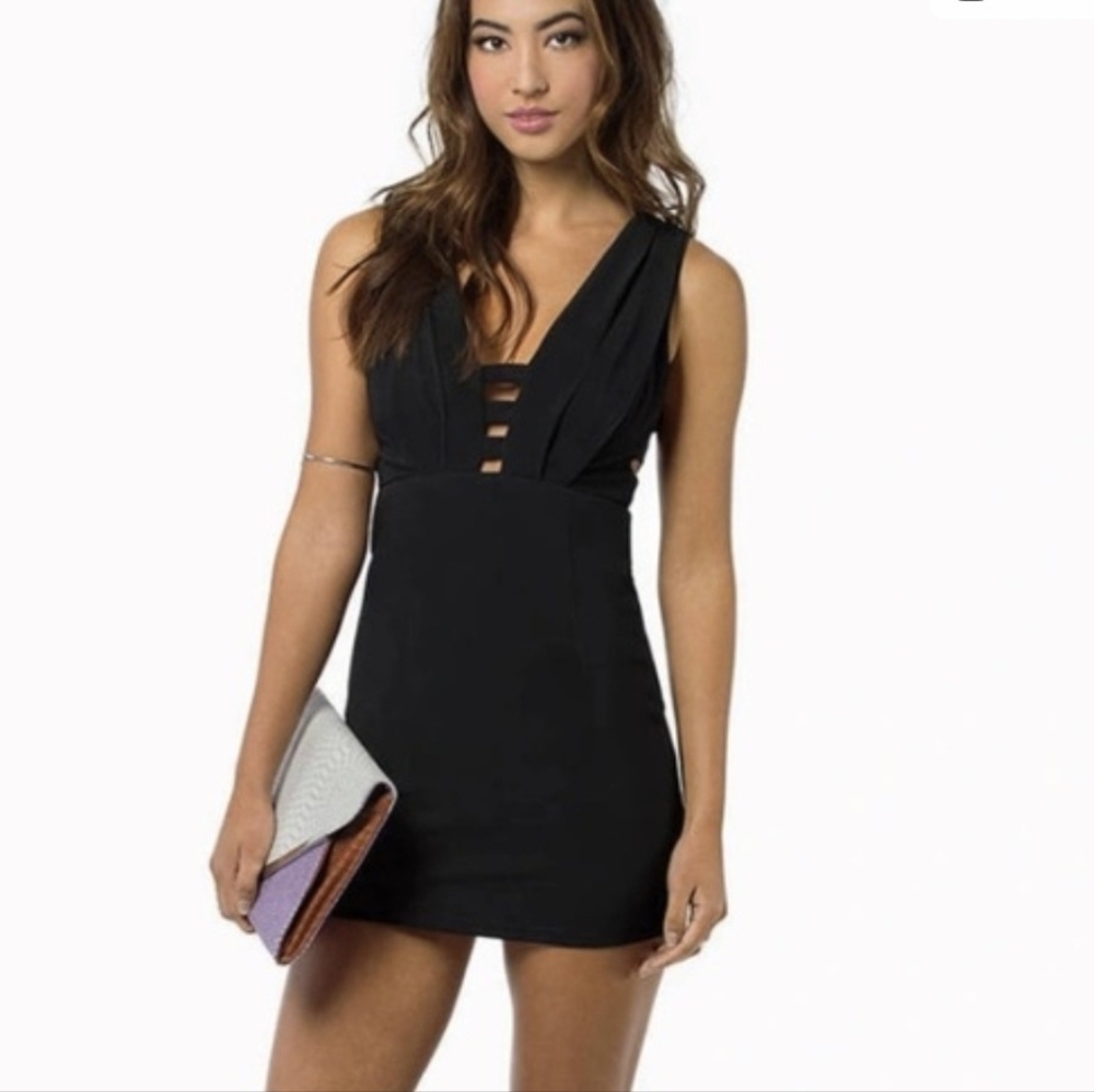 Tobi Caged Bodycon Black Dress Small *box 4 - Picture 2 of 7